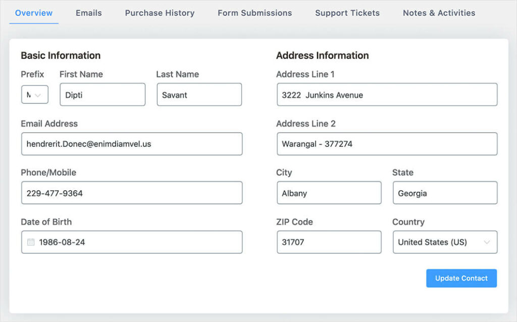 easy digital downloads customer overview FluentCRM