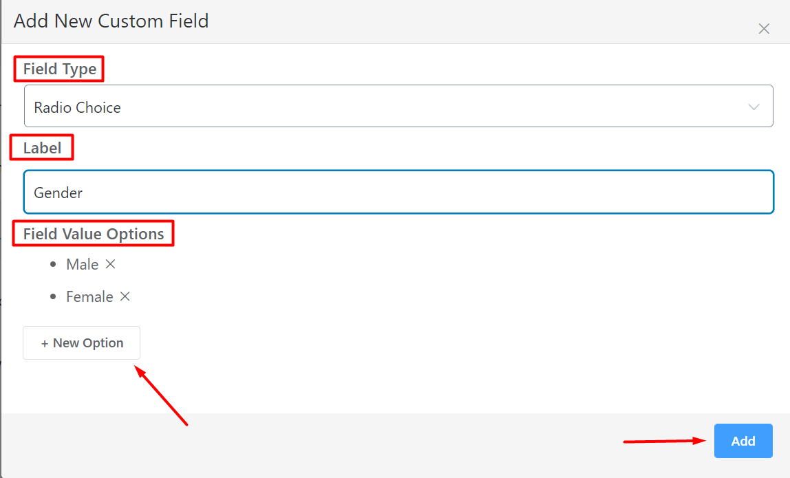 Add New Custom Field FluentCRM