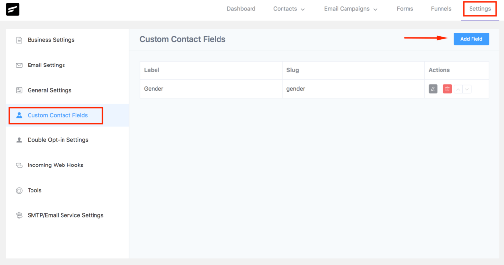 FluentCRM Custom Contact Fields