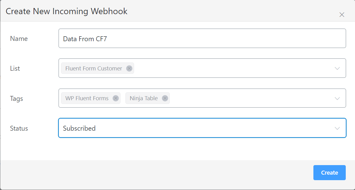 FluentCRM Webhook Settings