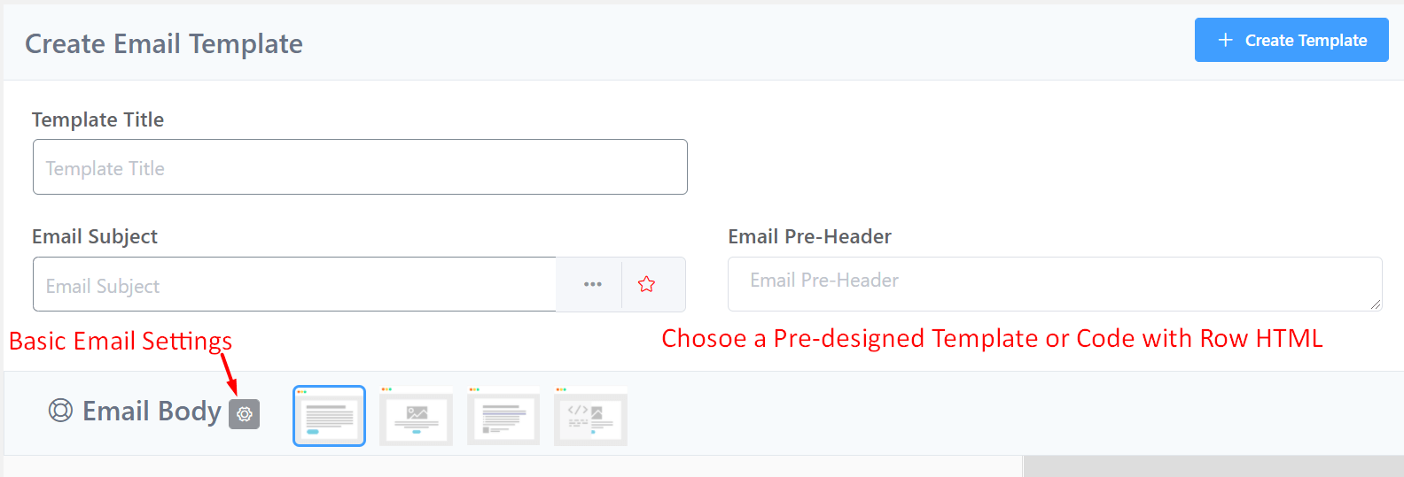 FluentCRM create email template