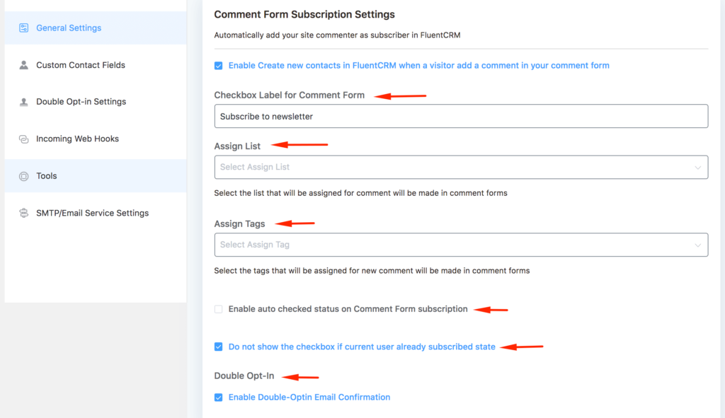 General Settings - Add in comment box