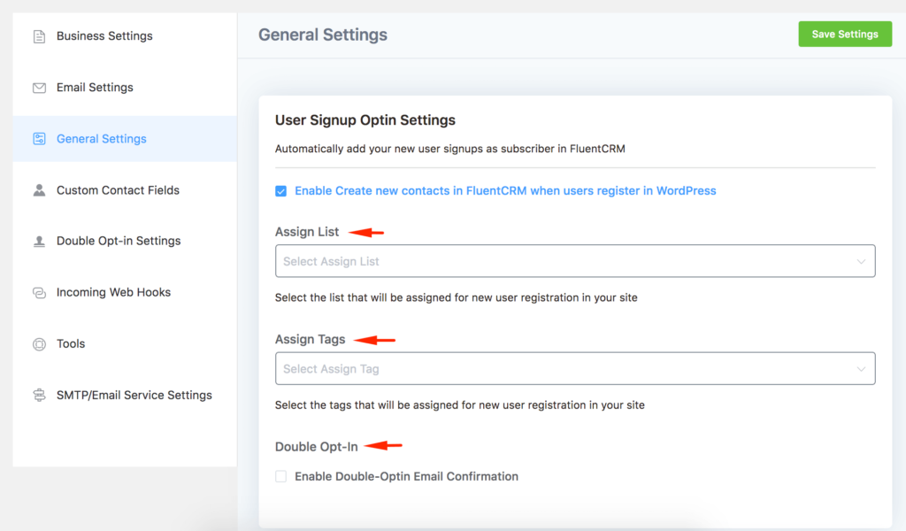 General Settings - User Signup