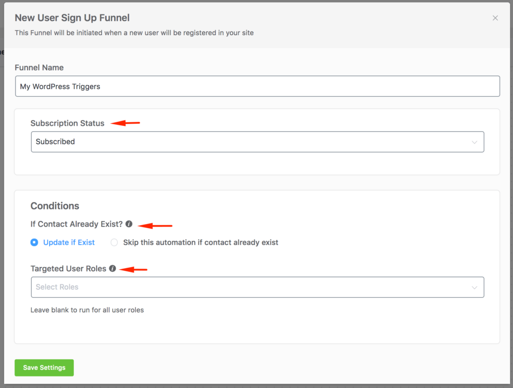 WordPress- New User Trigger
