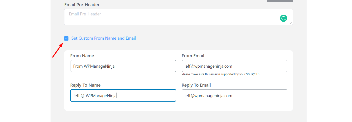 Set Custom From Name and Email