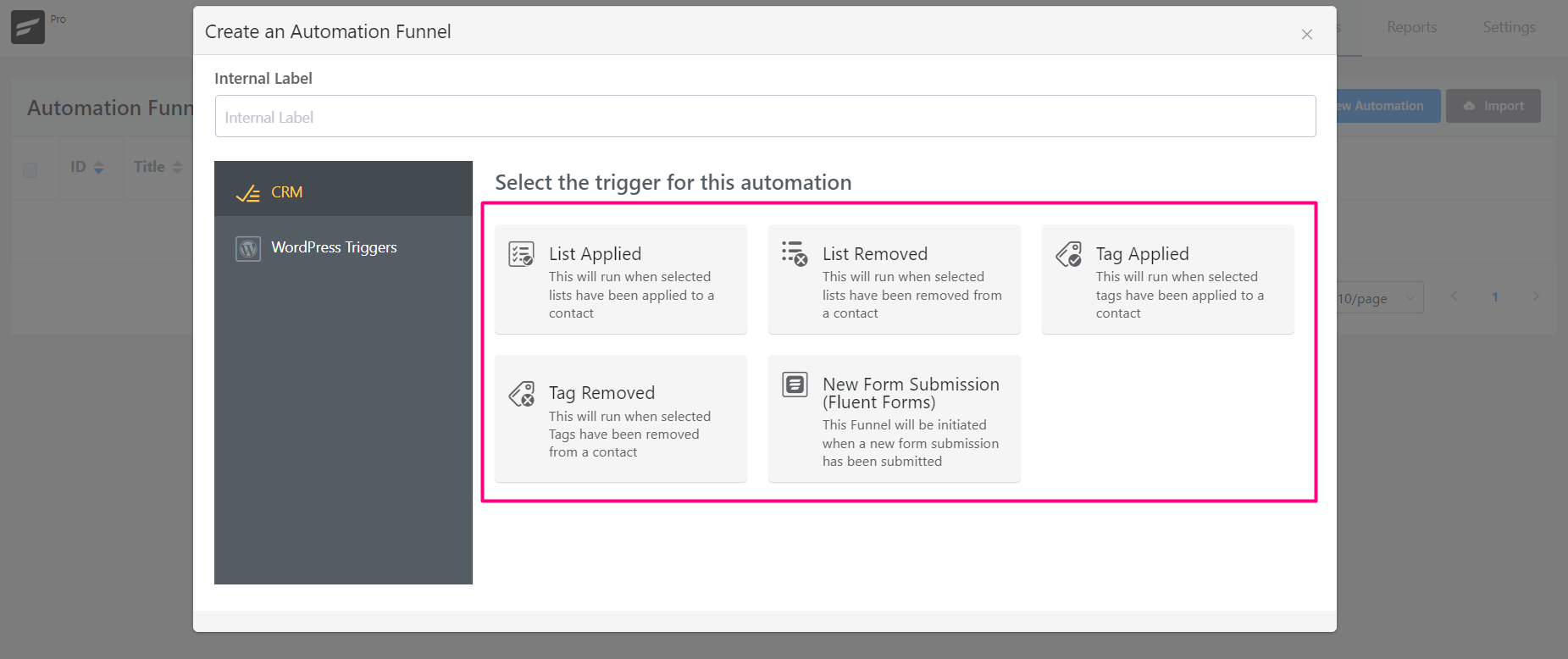 crm automation trigger crm