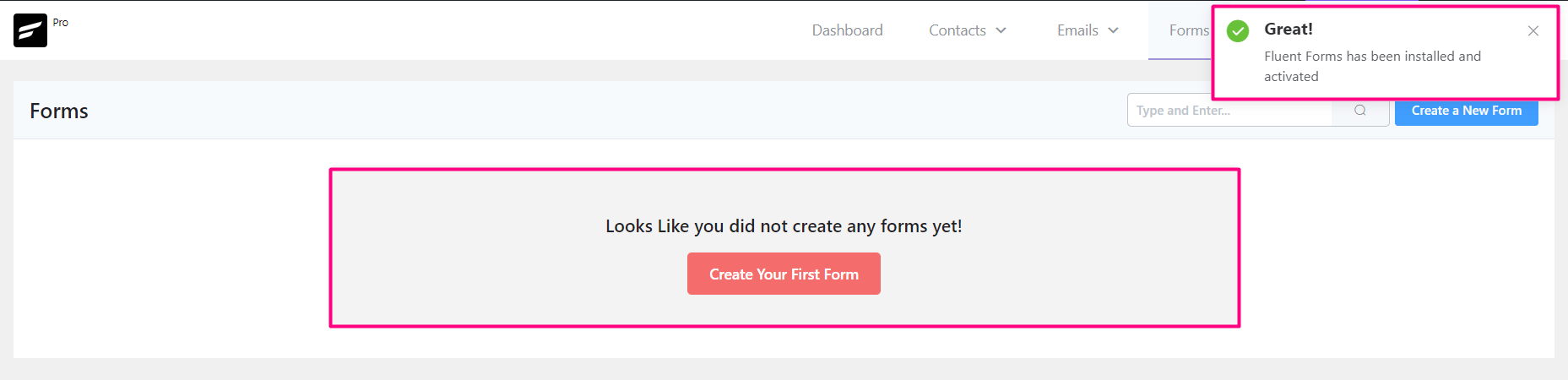 crm form activated new