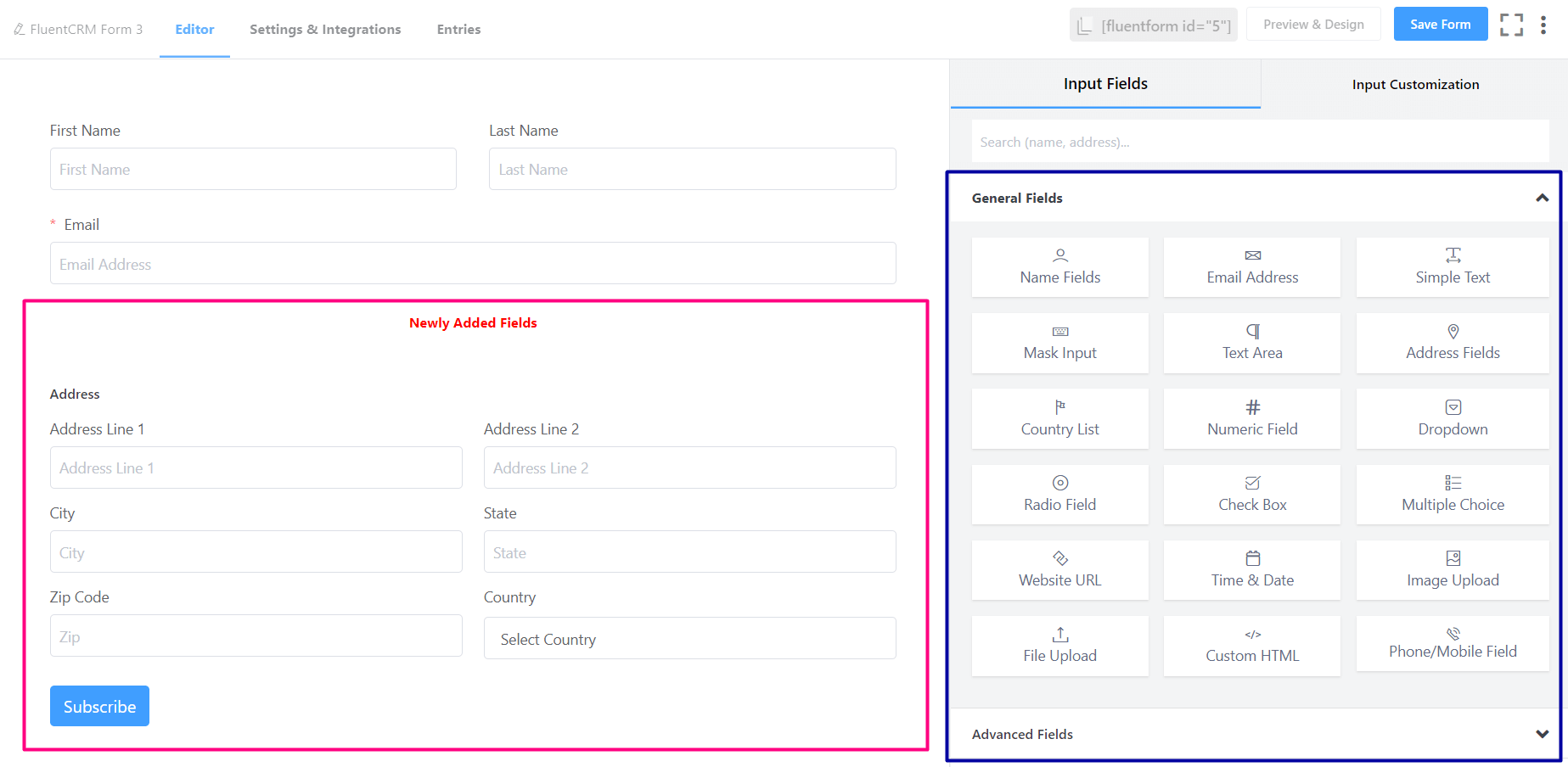 crm form add new field