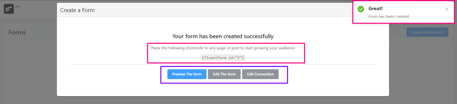 crm form created