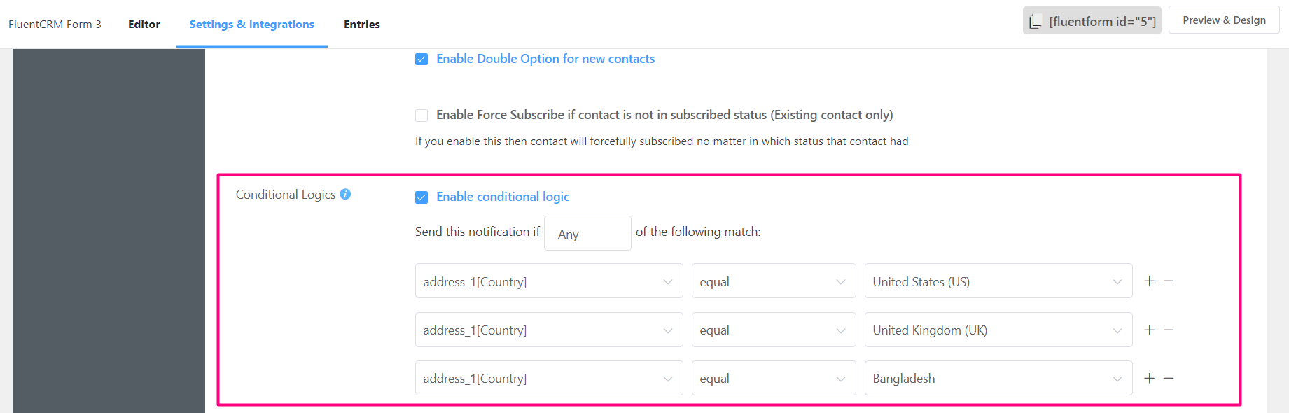 crm form crm feed conditional logic