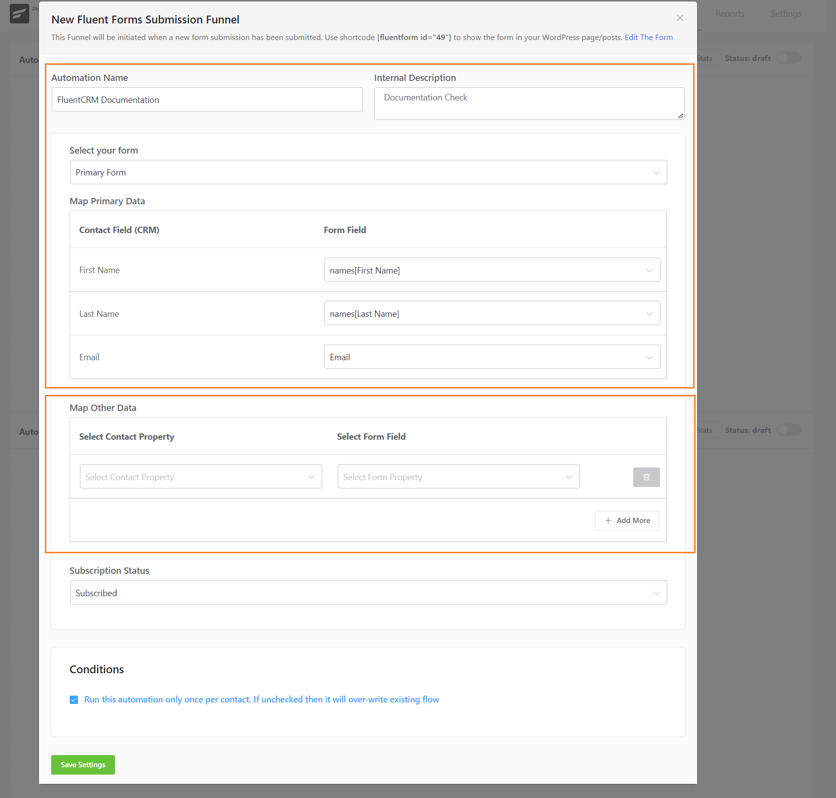 crm trigger form submission