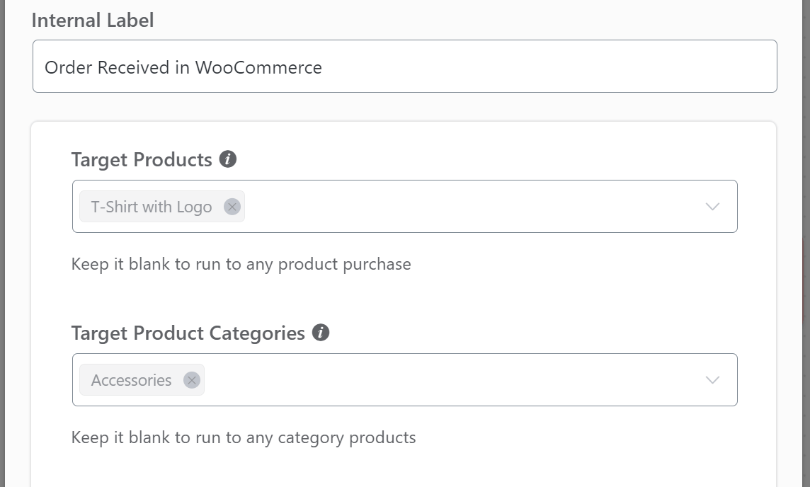 targeted products and categories for benchmark