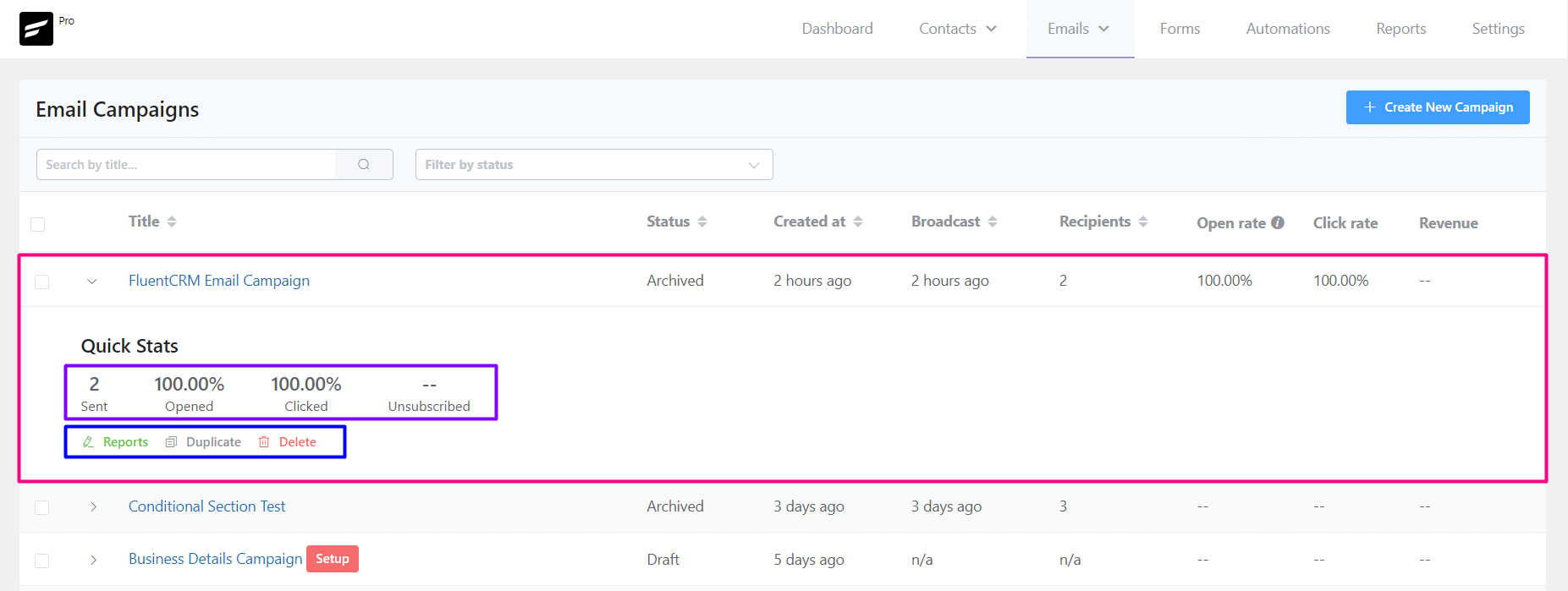 crm campaign manage dashboard