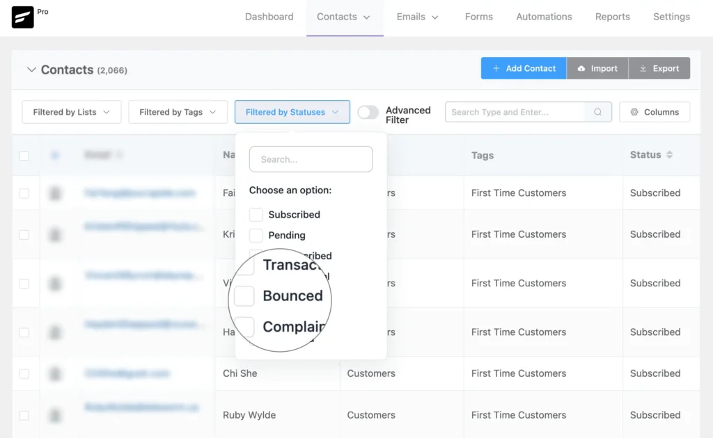 fluentcrm bounced emails