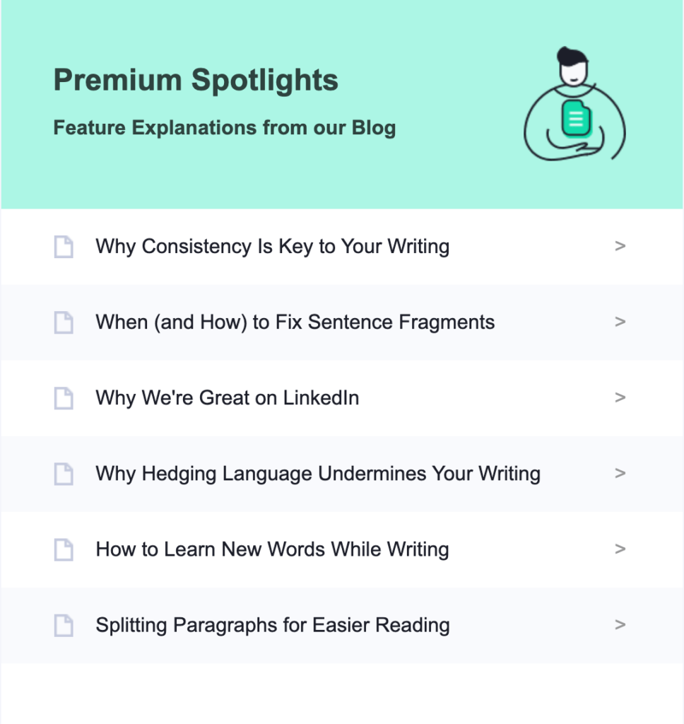Grammarly email breakdown, email section