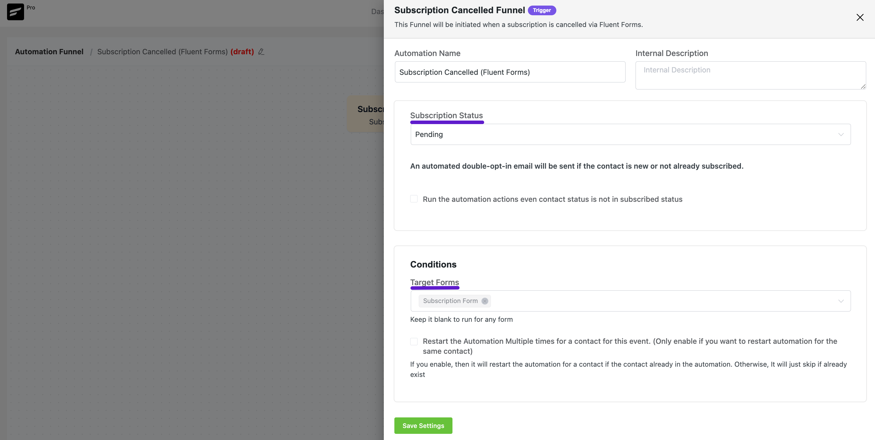 fluentfroms integation with fluentcrm 5