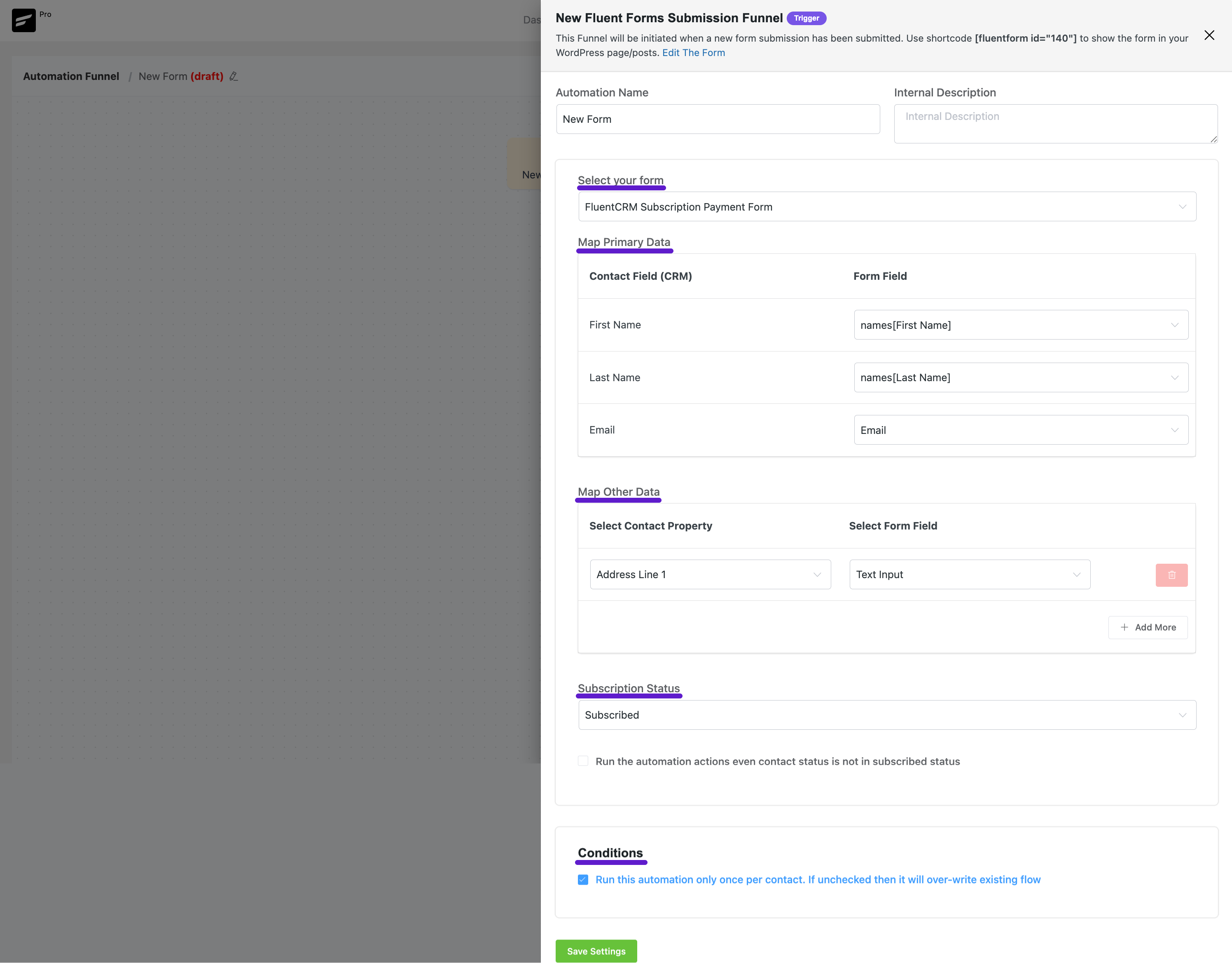 fluentfroms integation with fluentcrm 7