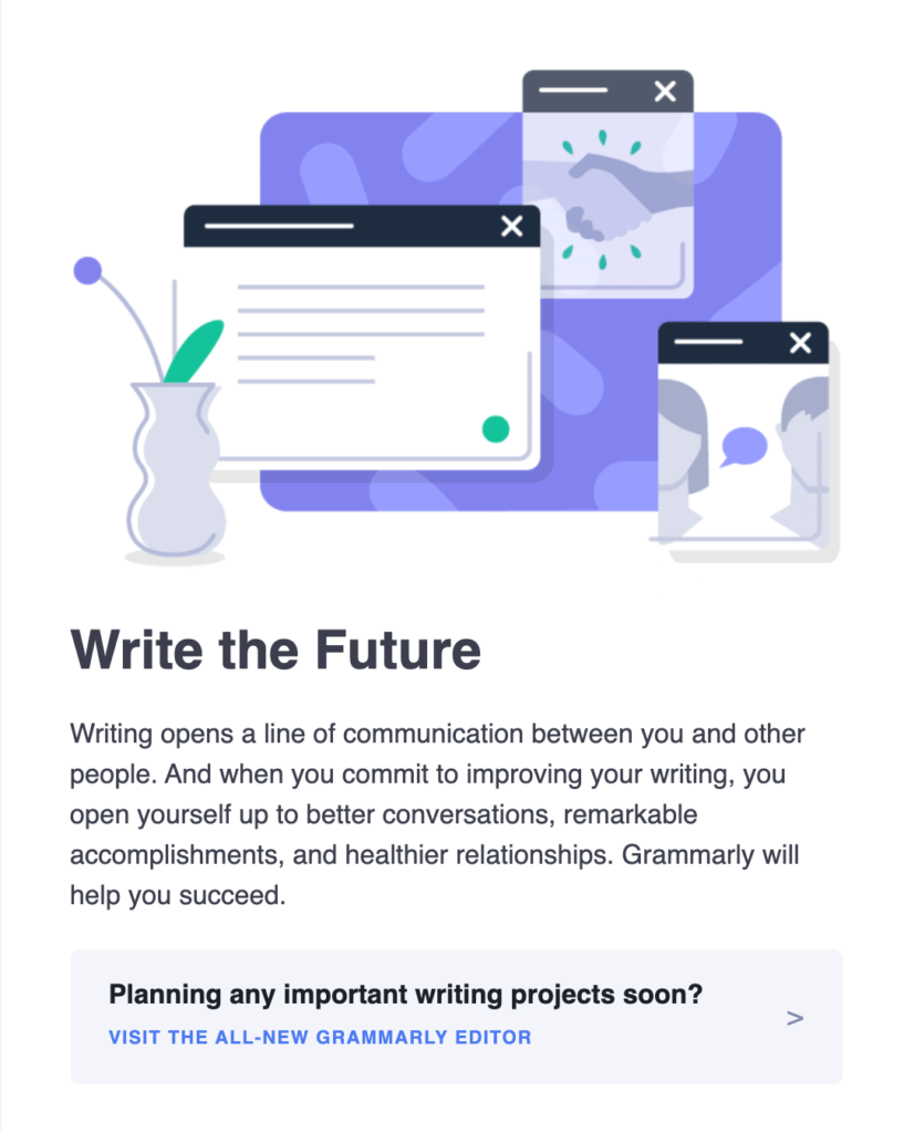 Grammarly email breakdown, welcome email sections, email introductions