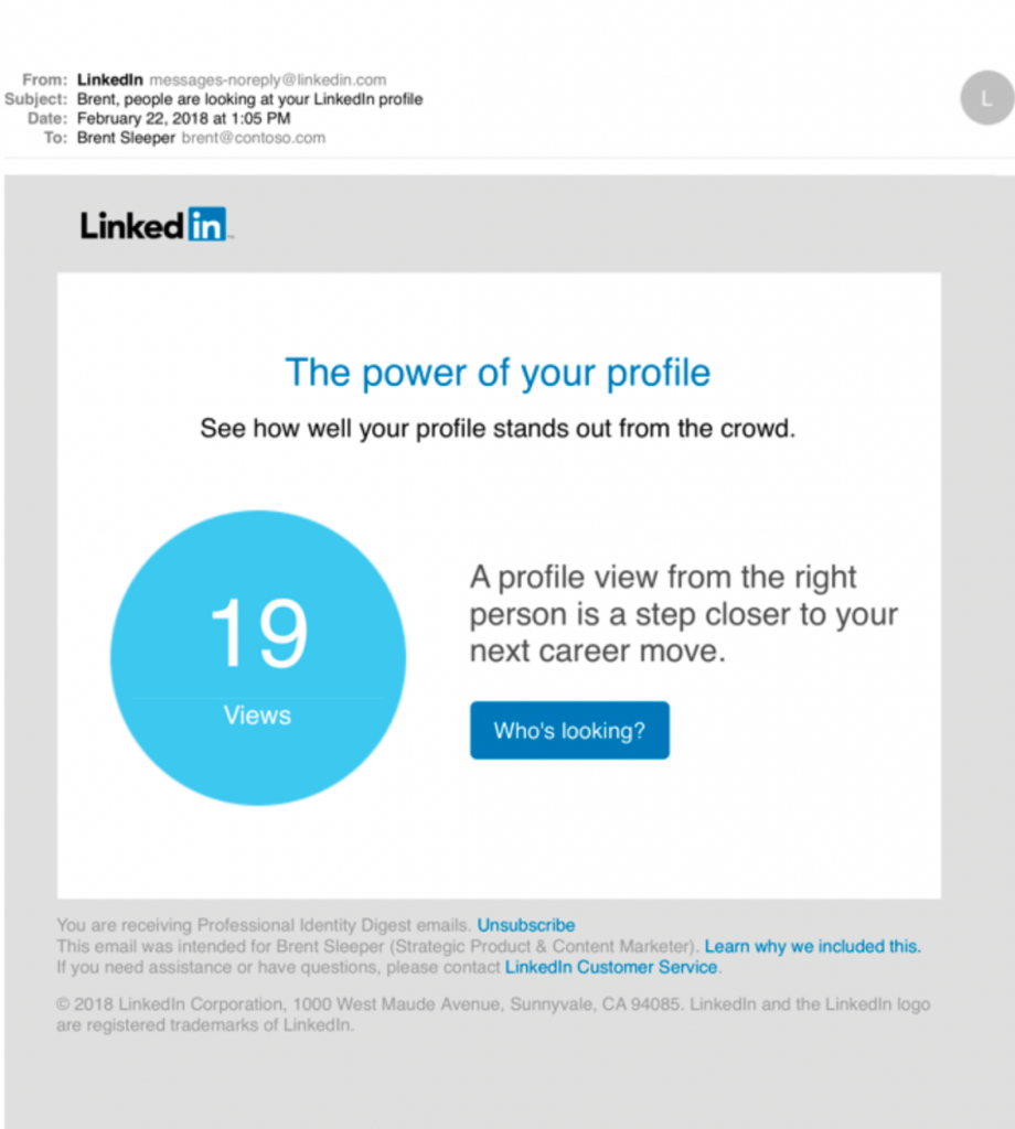 linkedin notification email