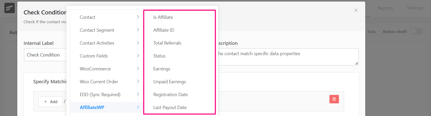 crm action conditional affiliatewp