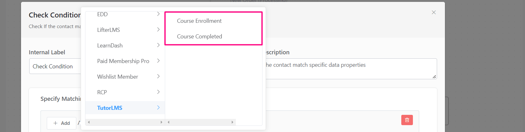 crm action conditional tutorlms