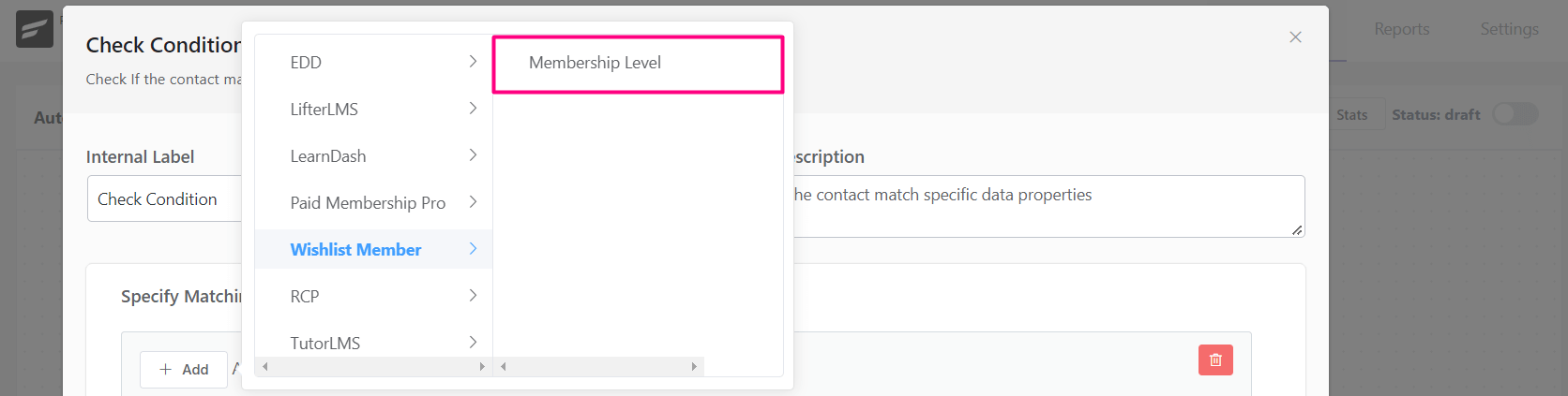 crm action conditional wishlist