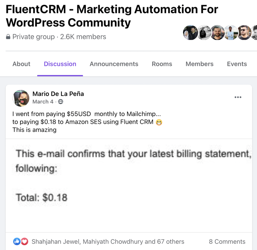 cost saving email marketing, fluentcrm testimonial, fluentcrm user review