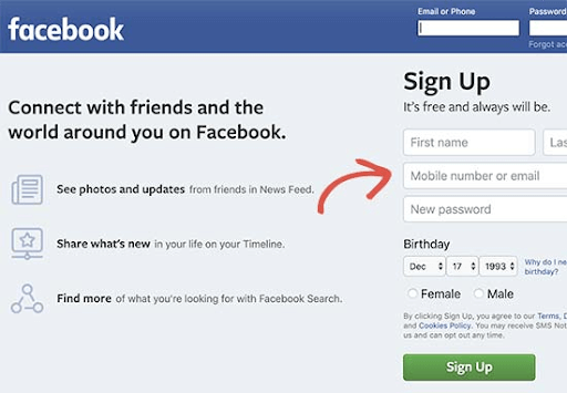 information facebook asks for new sign up
