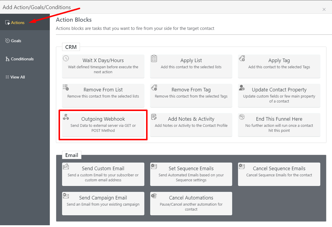 Webhook Integration - FluentCRM