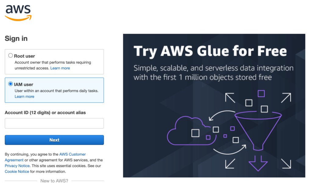 log in to amazon aws