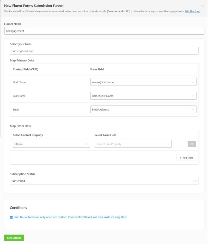 Reengagement sequence automation in fluentcrm
