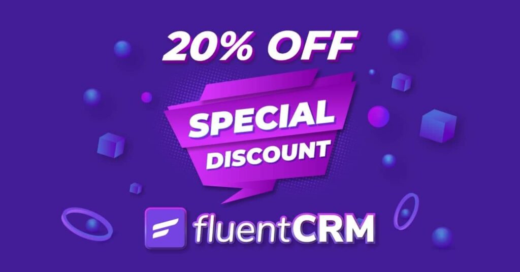 fluentcrm discount 20% off
