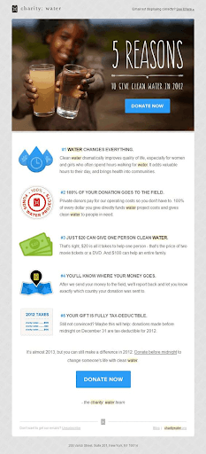 charity water nonprofit email newsletter 2