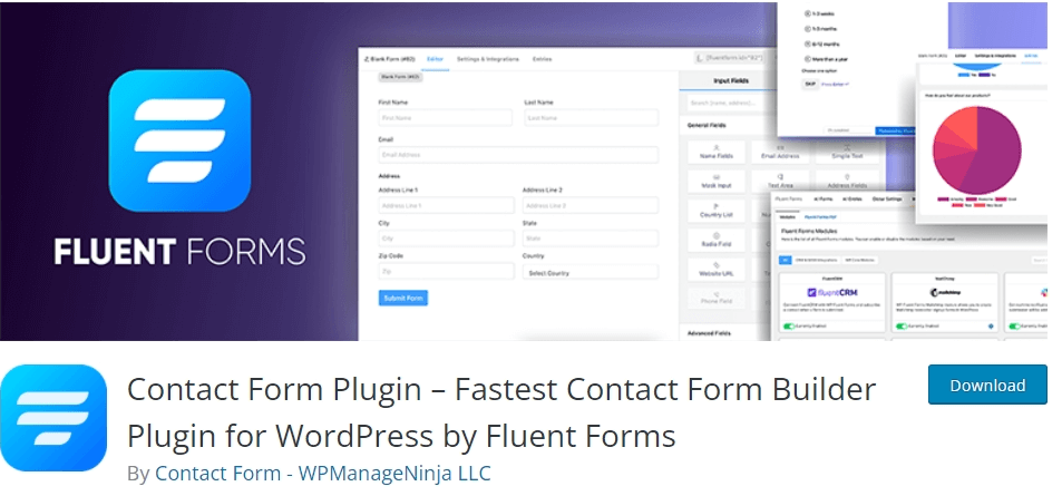 fluent forms, free wordpress email optin form plugin