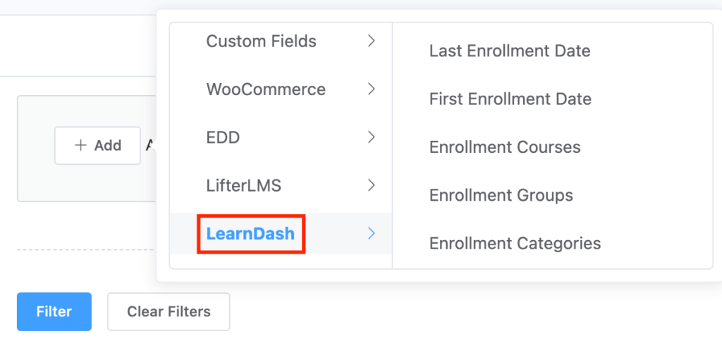 learndash advanced filter