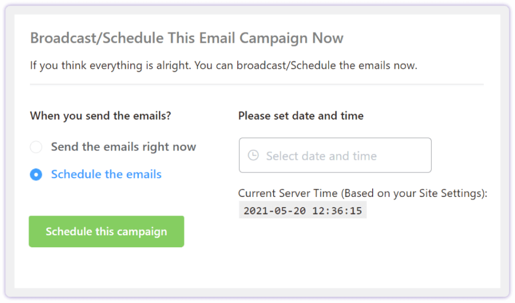 fluentcrm email scheduling