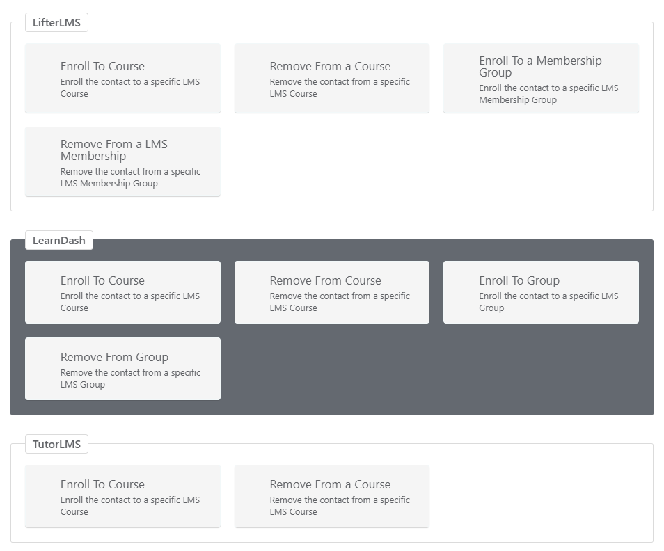 fluentcrm lms actions