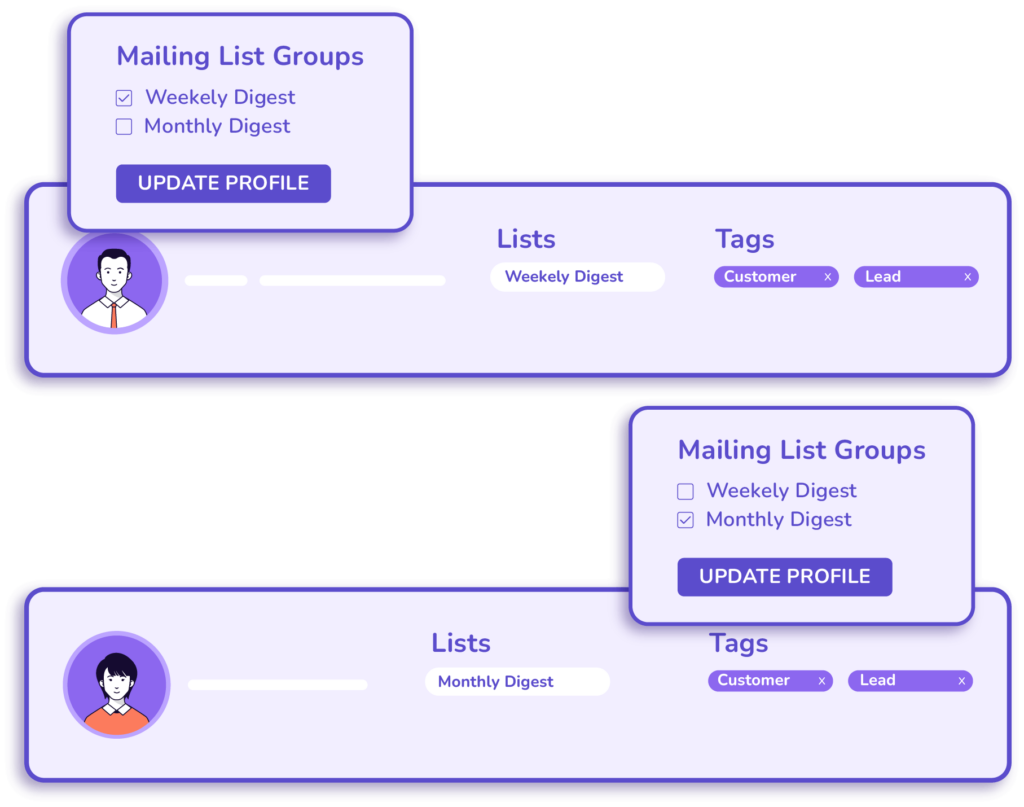 list and tag segmentation with fluentcrm