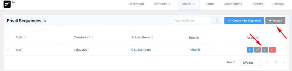 fluentcrm export import email sequence