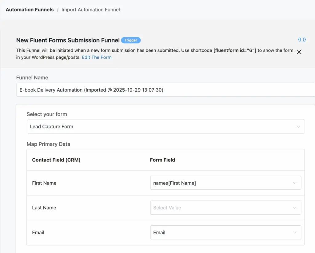mapping contact fields