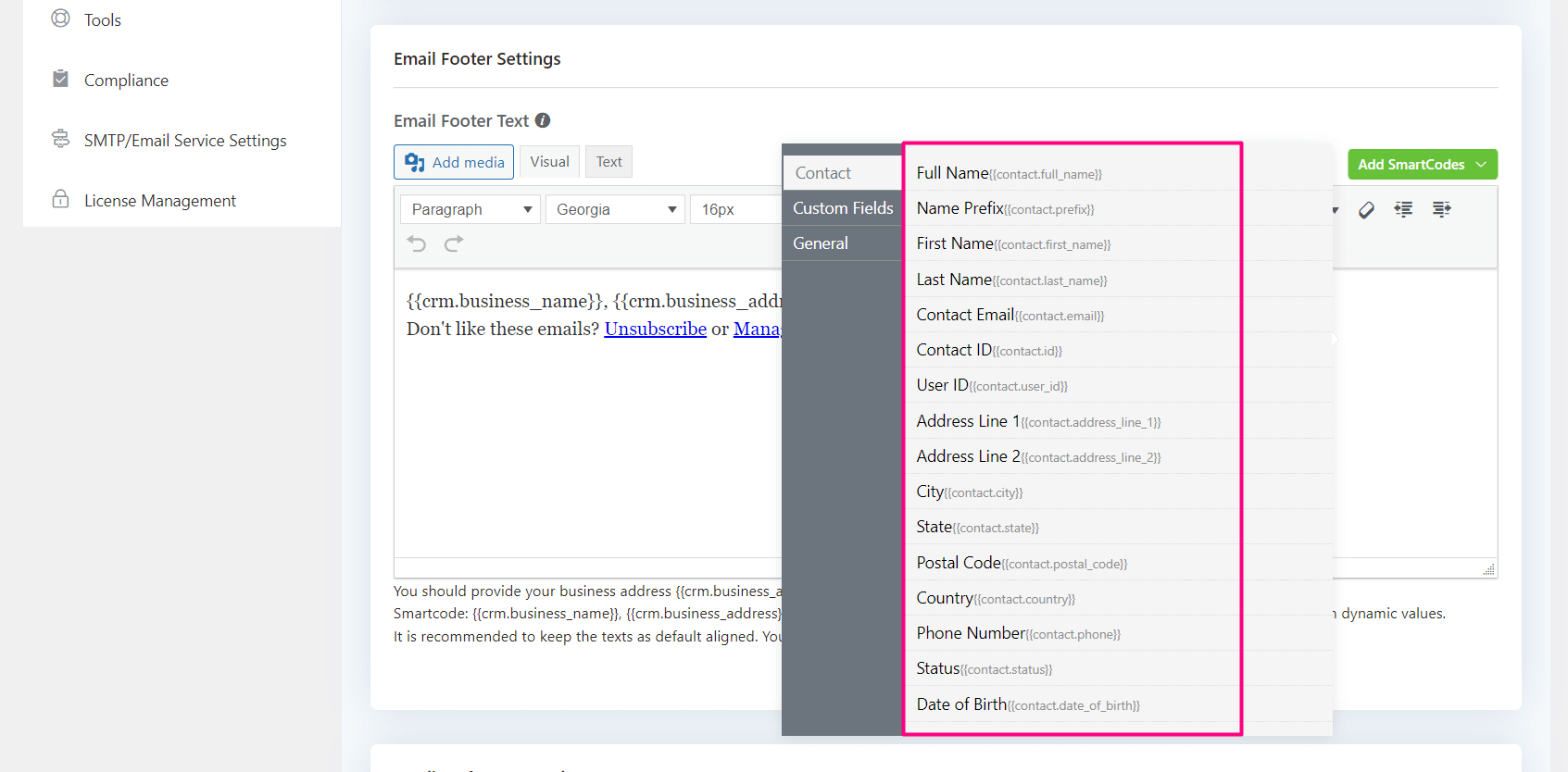 Email Settings FluentCRM