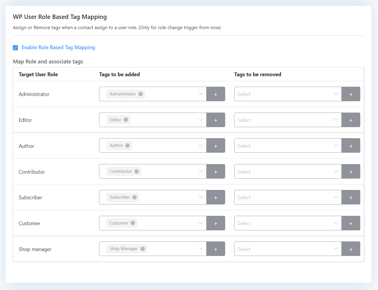 crm general role mappings