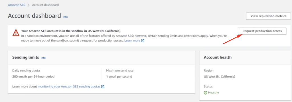 amazon ses sandbox request