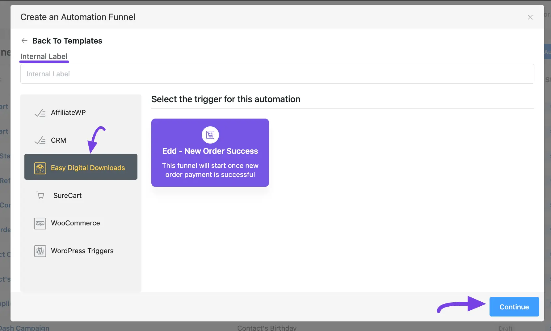 Easy digital downloads triggers