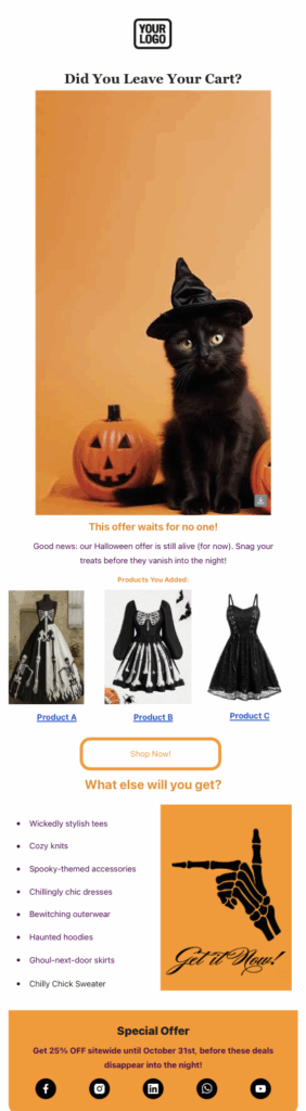 abandoned cart halloween template