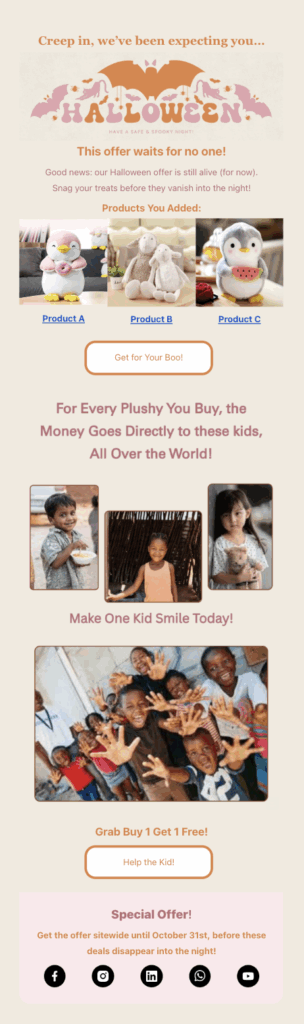halloween donation email