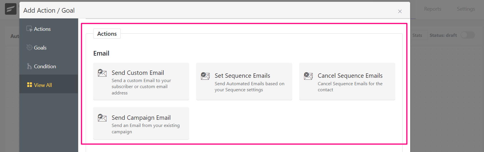 crm actions email