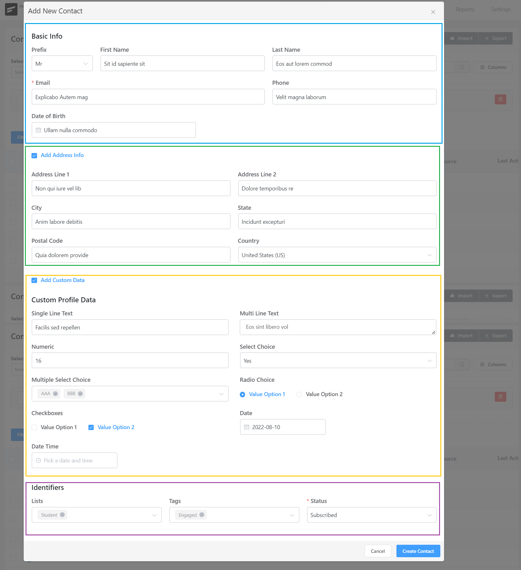 crm contacts add new