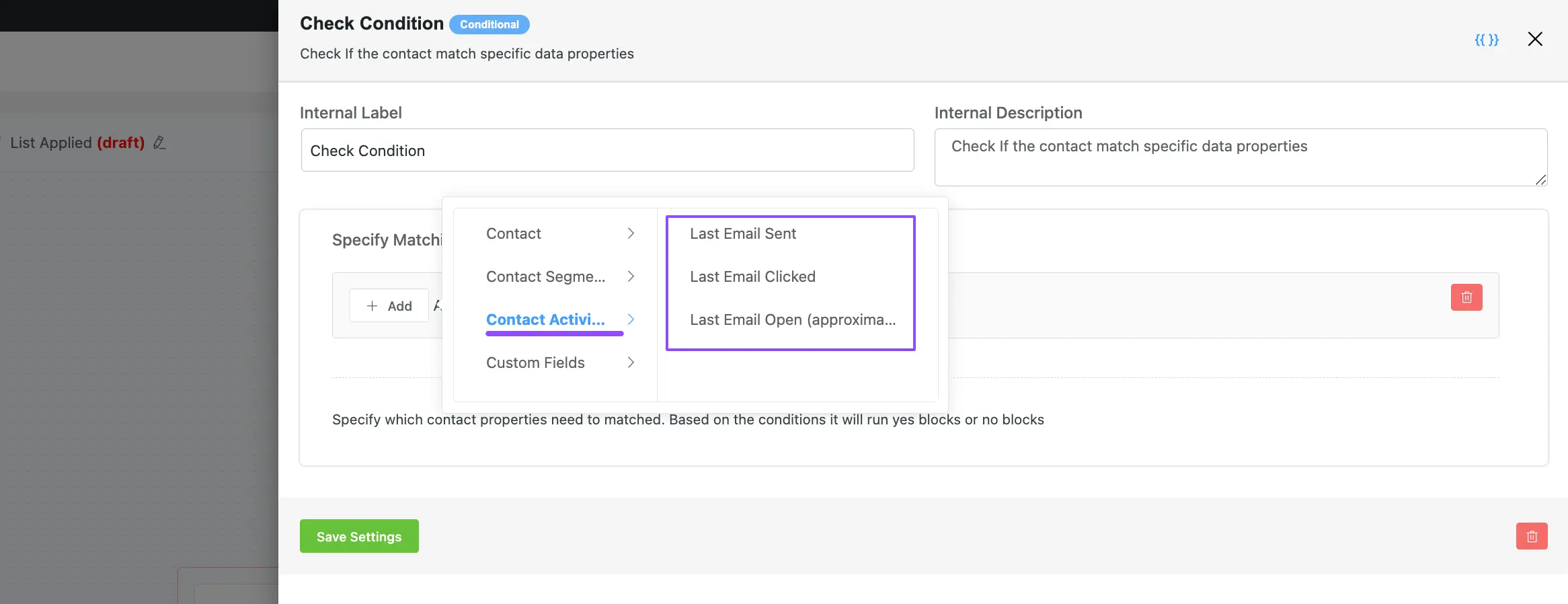 All contact activities elements