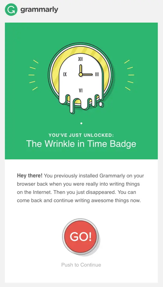 grammarly's customer retention email example 